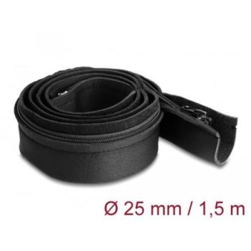Delock Neoprenové kabelové pouzdro, ohebné, se zipem, 1,5 m x 100 mm, černé