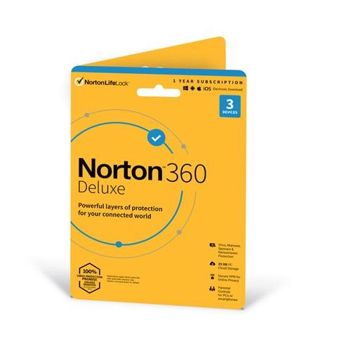 NORTON 360 DELUXE 25GB +VPN 1 uživatel pro 3 zařízení na 3 roky