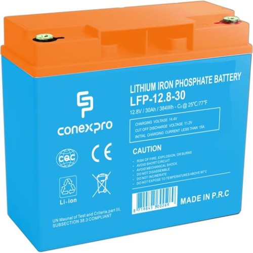 Batéria Conexpro LFP-12.8-30 LiFePO4, 12V/30Ah, T12, Bluetooth