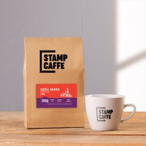 Káva Stamp Caffé - Addis Ababa; Odrodová káva - Etiópia zrnková 100% Arabica 250g