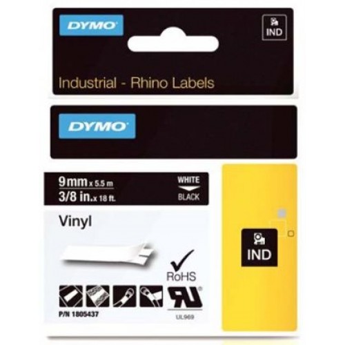 páska DYMO 1805437 PROFI D1 RHINO White On Black Vinyl Tape (9mm)