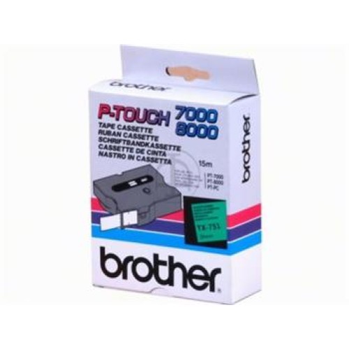 páska BROTHER TX751 čierne písmo, zelená páska Tape (24mm)