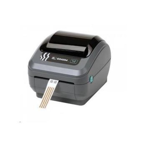 Zebra DT Printer GX420d; 203dpi, EU and UK Cords, EPL2, ZPL II, USB, Serial, Ethernet, Dispenser (Peeler)