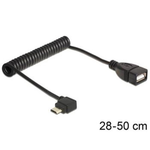 Delock kabel USB micro B samec pravoúhlý > USB 2.0-A samice, OTG, kroucený kabel