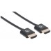 MANHATTAN Ultratenký vysokorýchlostný kábel HDMI s Ethernetom, HEC, ARC, 3D, 4K, HDMI samec - samec, tienený, čierny, 1