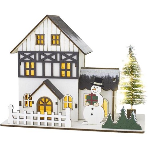 Vianočná dekorácia Retlux RXL 465 Domček v zime 18 cm 7LED WW