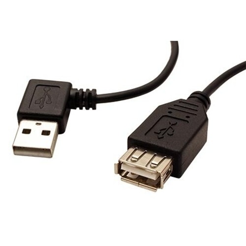 Kábel USB 2.0 A-A 15 cm prodlužovací, lomený vlevo, černý