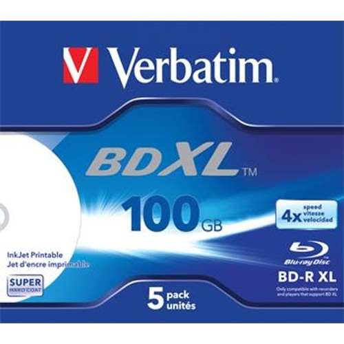 Médium Verbatim BD-R XL 100GB 4x Recordable 5pck/bal