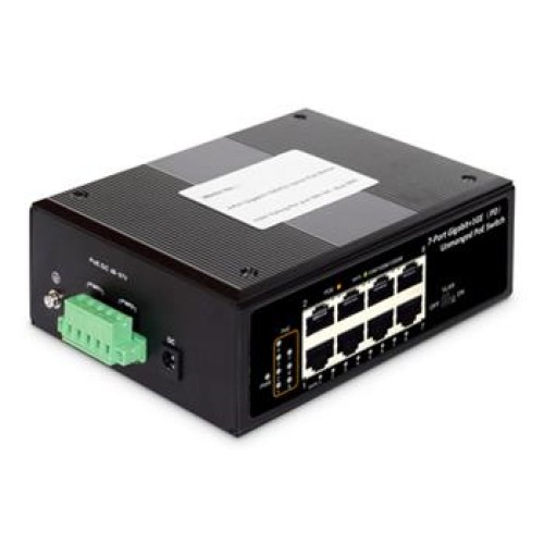 DIGITUS Professional Industrial 7-port Gigabit PoE+ switch with 1x PD port
