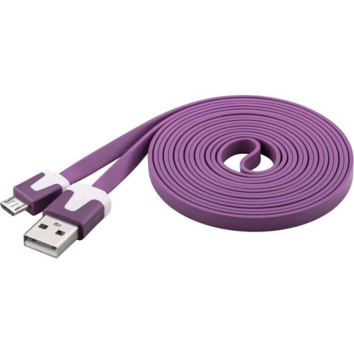 Kábel micro USB 2.0, A-B 2 m, plochý PVC kabel, fialový