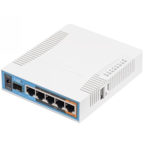 WiFi router Mikrotik RB962UiGS-5HacT2HnT hAP ac 5x GLAN, 2.4+5Ghz, 802.11b/g/n/ac, ROSL4, USB, 1x SFP