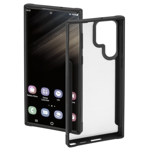 Hama Metallic Frame, kryt pre Samsung Galaxy S23 Ultra, priehľadný/čierny