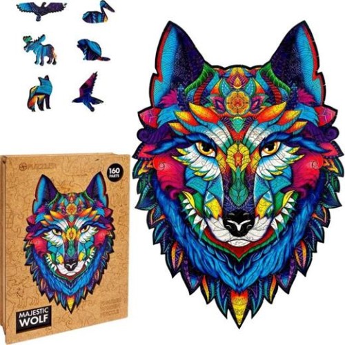 Puzzle Puzzler drevené, farebné – Majestátny vlk