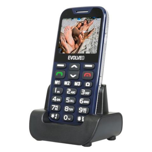 EVOLVEO EasyPhone XD, mobilní telefon pro seniory s nabíjecím stojánkem, modrý