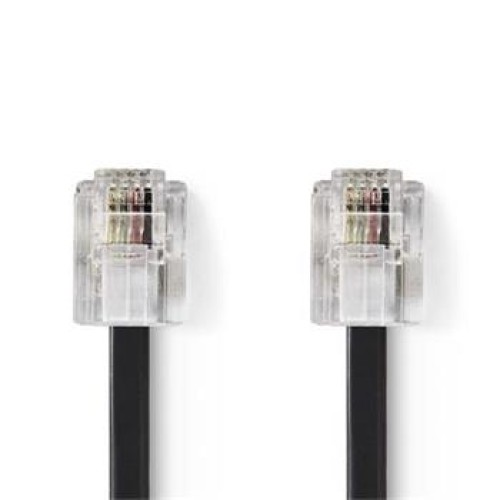 Nedis TCGP90200BK100 - Telekomunikační kabel | RJ11 Zástrčka – RJ11 Zástrčka | 10 m | Černá barva
