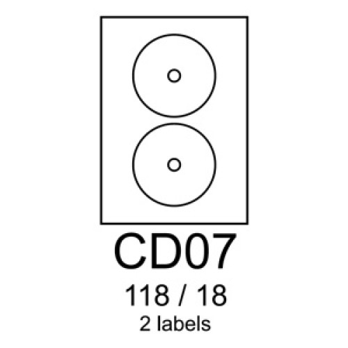 etikety RAYFILM CD07 118/18 univerzálne biele R0100CD07C (20 list./A4)