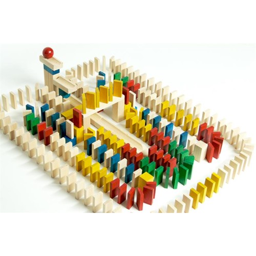 Hračka EkoToys drevené domino farebné 830 ks