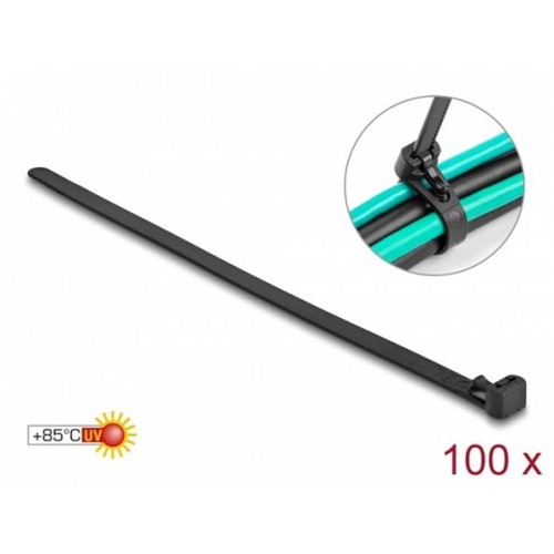 Delock Kabelové stahovací pásky pro opakované použití tepelně odolné D 150 x Š 7,5 mm 100 kusů černé