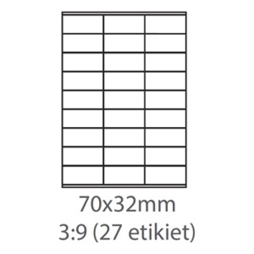 etikety ECODATA Samolepiace 70x32mm, 27ks/A4 univerzálne biele (100 listov A4/bal.)