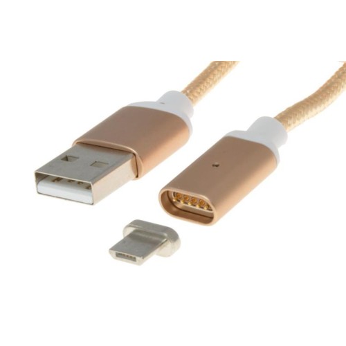 Kábel Magnetický micro USB 2.0, A-B nabíjecí a datový, 1m, zlatý