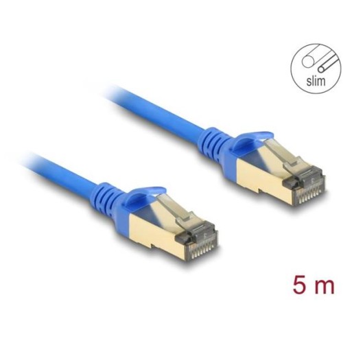 Delock Síťový kabel RJ45, Cat.8.1, F/FTP, tenký, 5 m, modrý