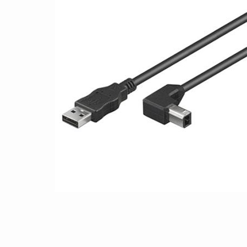 Kábel USB 2.0 A-B 2m, černý, 90° konektor