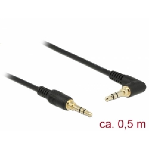 Delock Kabel Stereo Jack 3,5 mm 3 pin samec > samec pravoúhlý 0,5 m černý