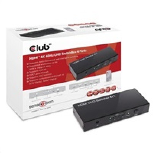 Club3D Video prepínač 4:1 HDMI 2.0 4K60Hz UHD, 4 porty