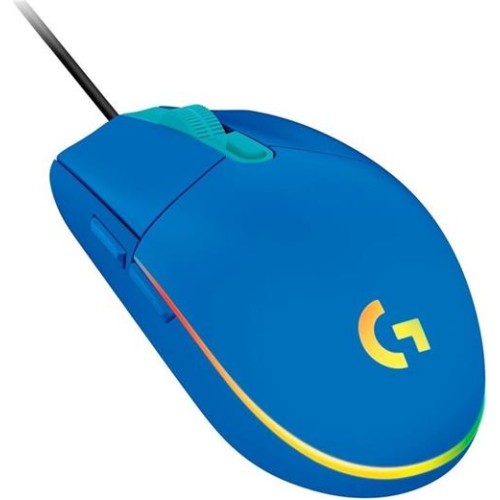 Myš Logitech G102 Lightsync Blue, optická, drôtová, herná, podsvietená, 8000 DPI, modrá