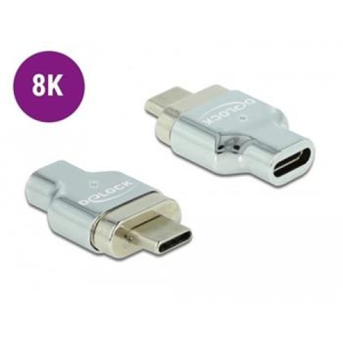 Delock Magnetický adaptér Thunderbolt™ 3 / USB Type-C™ (režim DP Alt), 8K 30 Hz ze zástrčkového na zásuvkový