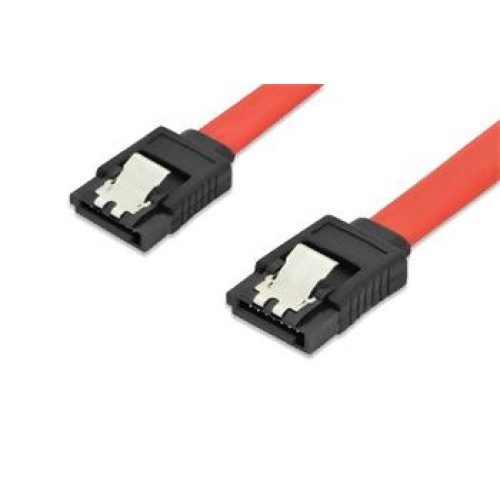 Ednet Připojovací kabel SATA, typ L, západka F / F, 0,5 m, přímý, SATA II / III, re