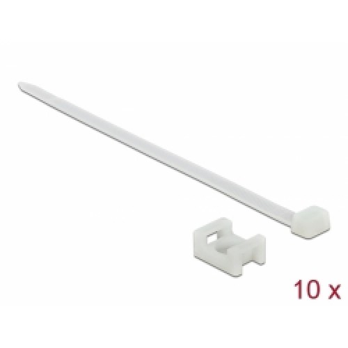 Delock Šroubová montážní svěrka, 23 x 16 mm, s kabelovou upínkou, D 150 x Š 7,2 mm, bílá