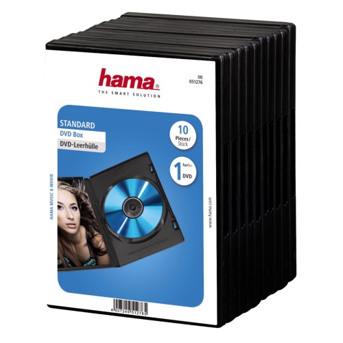 Hama DVD obal na 1 DVD, s fóliou, čierny, balenie 10 ks (cena uvedená za balenie)