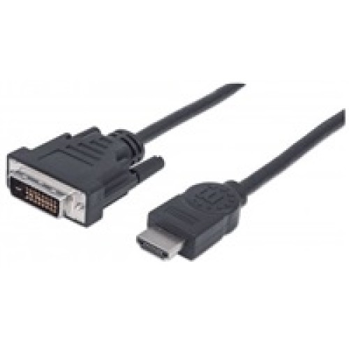 MANHATTAN HDMI samec na DVI-D 24+1 samec, dvojlinkové prepojenie, čierna farba, 1,8 m