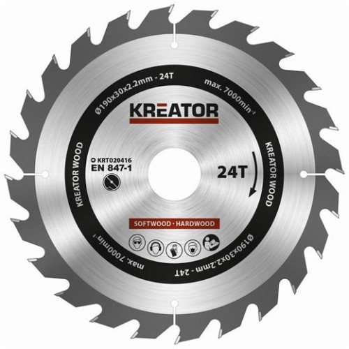 Pílový kotúč Kreator KRT020416 na drevo 190mm, 24T