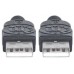 MANHATTAN USB kábel 2.0, typ A samec na typ A samec, 3 m, čierna
