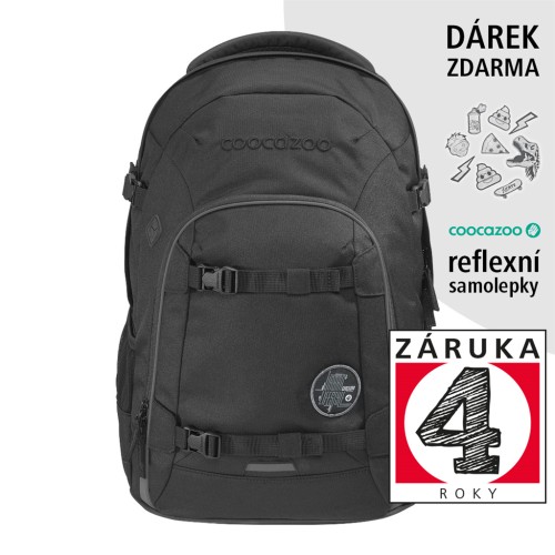 Školský ruksak coocazoo JOKER, Black Coal + reflexné samolepky zdarma, certifikát AGR