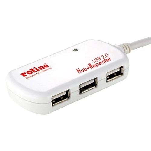 USB hub 2.0 4 porty s aktivním prodlužovacím adaptérem 10m, bílý
