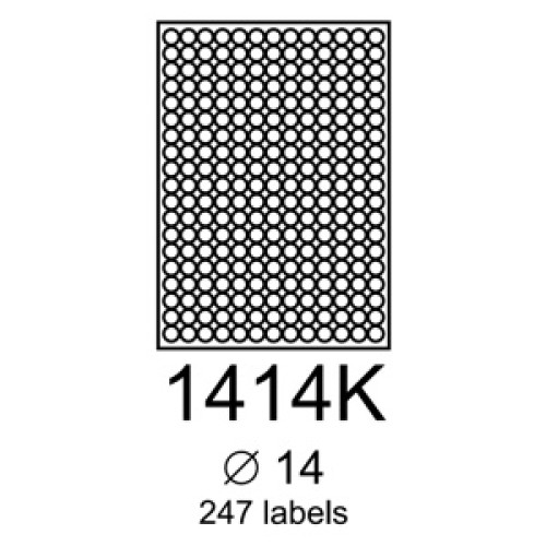 etikety RAYFILM 14mm kruh žlté flourescentné laser R01311414KA (100 list./A4)