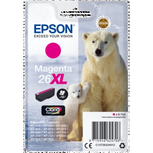 Atrament Epson Singlepack Magenta 26XL Claria Premium Ink