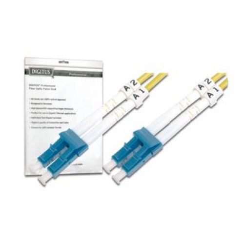 DIGITUS Fiber Optic Patch Cord, LC to LC, Singlemode, OS1, 09/125 µ, Duplex Length 1m