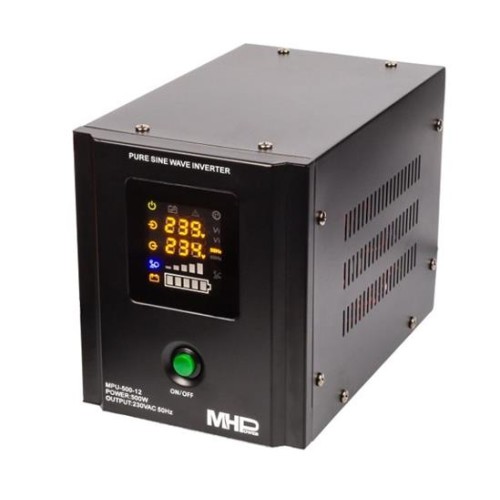 Napäťový menič MHPower MPU-500-12 12V/230V, 500W, funkce UPS, čistý sinus
