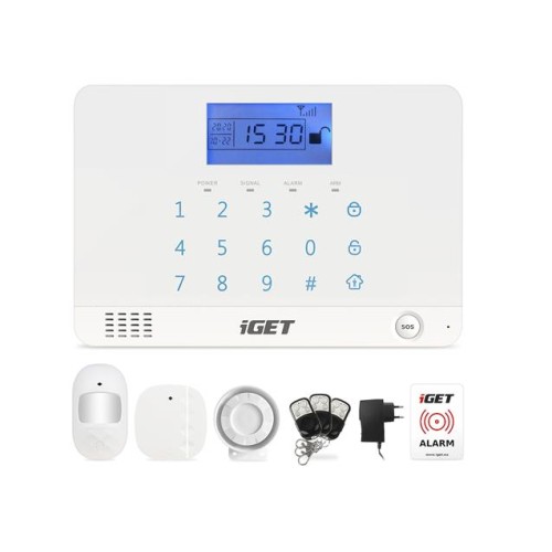 Alarm iGET SECURITY M3B Domový bezdrôtový GSM zabezpečovací systém, CZ lokalizácia, základný set
