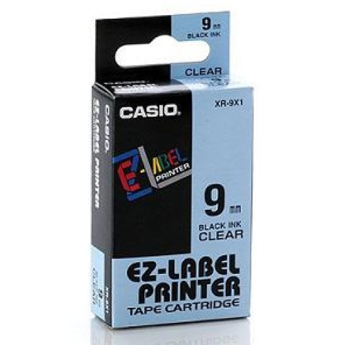 páska CASIO XR-9X1 Black On Clear Tape EZ Label Printer (9mm)