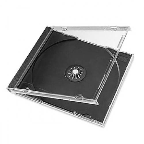 Obal na 1CD 100ks/balenie,  priehľadný s čiernym trayom, 10,4mm