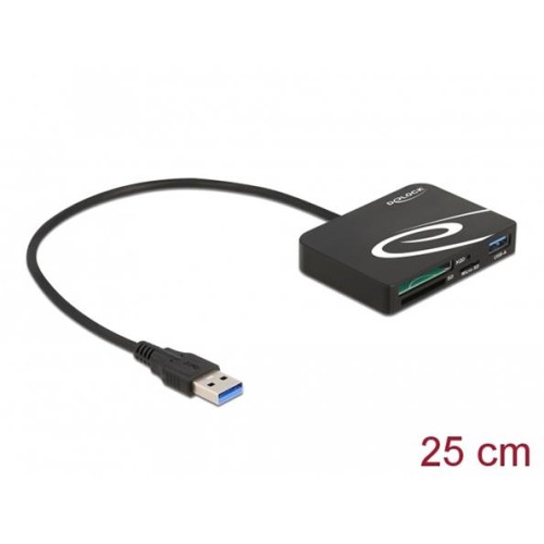 Delock Čtečka karet na paměťové karty XQD / SD / Micro SD + port USB Typu-A