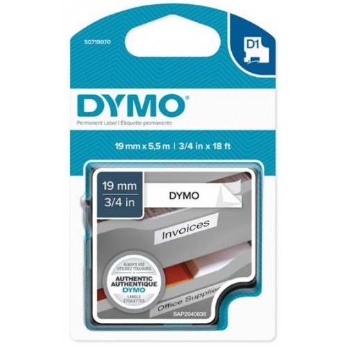 páska DYMO 16960 D1 Black On White Permanent Polyester Tape (19mm)