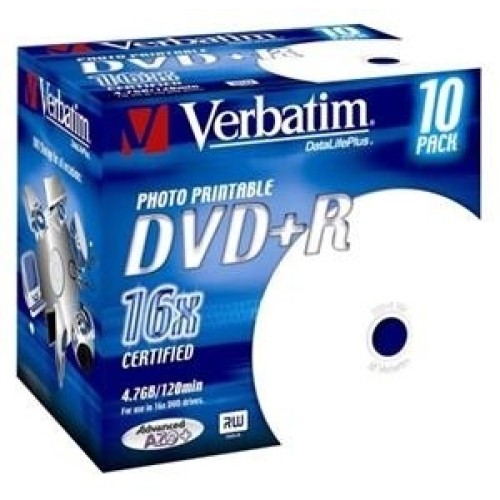 VERBATIM DVD+R AZO 4,7GB, 16x, printable, jewel case 10 ks