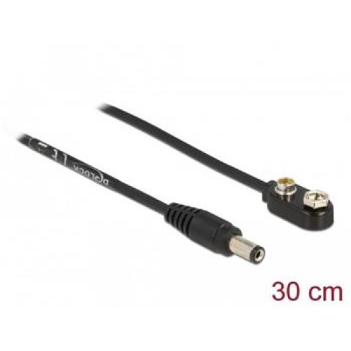 Delock DC napájecí kabel 5,5 x 2,1 mm, zástrčkový, k přípojce na blokovou baterii 9 V