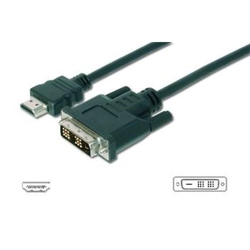 Digitus Adaptérový kabel HDMI, typ A-DVI (18 + 1) M / M, 10,0 m, Full HD, bl